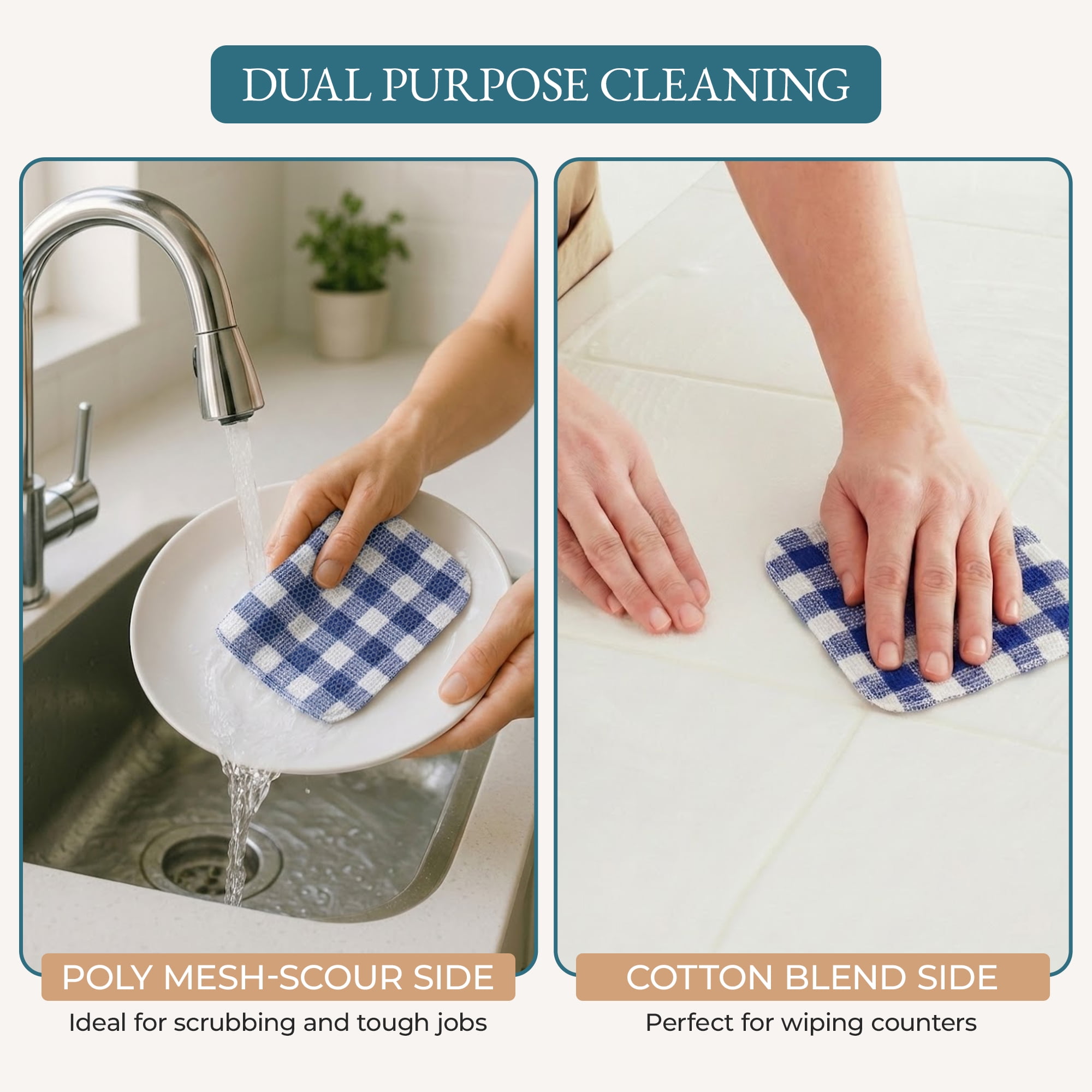 20 Piece Kitchen Towels and Dishcloths Sets - Cotton Dish Towels, Heat Resistant Kitchen Mittens & Pot Holder Set, Apron for Women with Pocket, Absorbent Dish Towels for Kitchen Drying - Indigo