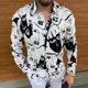 thumbnail image 2 of Camisa estampada de manga larga para hombre, chaqueta informal, solapa, camisa con botones de un solo pecho para traje de otoño, 2 of 4