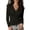 Black, variant on Womens Cross V Neck T Shirt Wrap Front Ruched Long Sleeve Slim Fit Blouse 2026 Summer Casual Tunic Tops Black L