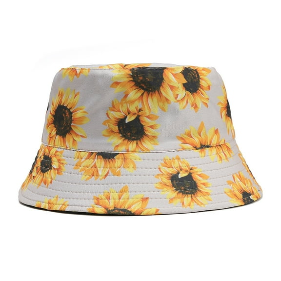 Charmgo Trucker Hat Clearance, Women Fashion Fisherman Hat Double-Sided Sun Hat Sunflower Print Hat Bucket Hat Baseball Cap, Sun Hats for Women Beige