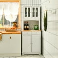 thumbnail image 4 of Gymax Buffet Vaisselier Armoire de Rangement de Cuisine avec Support pour Micro-Ondes Étagères de Rangement, 4 of 10
