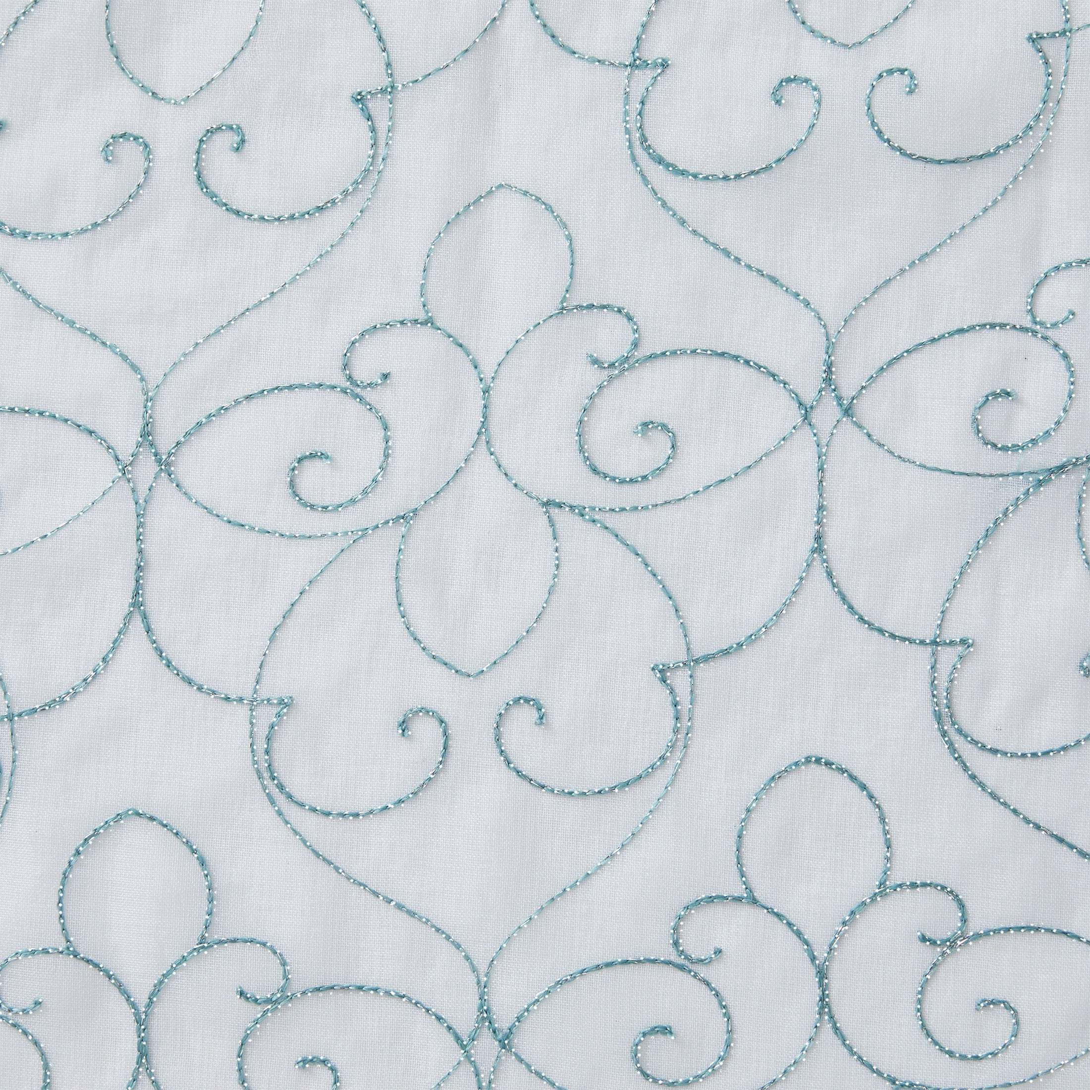 Mainstays Modern Scroll Rod Pocket Sheer Curtain Set, 4 Panels, Aqua, 28 in x 63 in