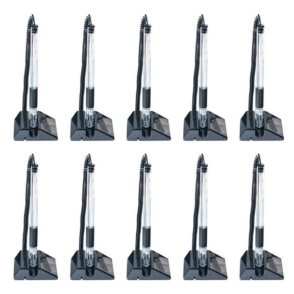 10Pcs Secure Pen with Adhesive Chain and Security Pen Holder, Reception Counter Pen Desktop Pen Black Inks Pen for Desk