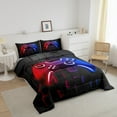 thumbnail image 3 of Erosebridal Gaming Bedding Sets Twin with Comforter, Red Blue Neon Light Grid Duvet Insert, Gamer Bedroom Decorative, Reversible 2 Pieces, 3 of 7
