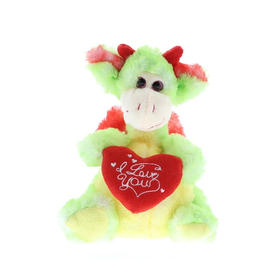 DolliBu I Love You Green Dragon Plush Stuffed Animal with Heart - 8 inches