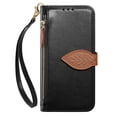 thumbnail image 2 of Leather For Google Pixel 9 Pro XL Case Leaf buckle zipper wallet  3-card  Flip Wallet Leather Case With Card Holder Magnetic Closure  Phone Cases Cover,Black,For Pixel 9 Pro XL, 2 of 7