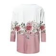 thumbnail image 5 of Aobny Womens Summer Tops Floral Pink Pullover Long Sleeve Crew Neck Plus Size Women Blouses, 5 of 7