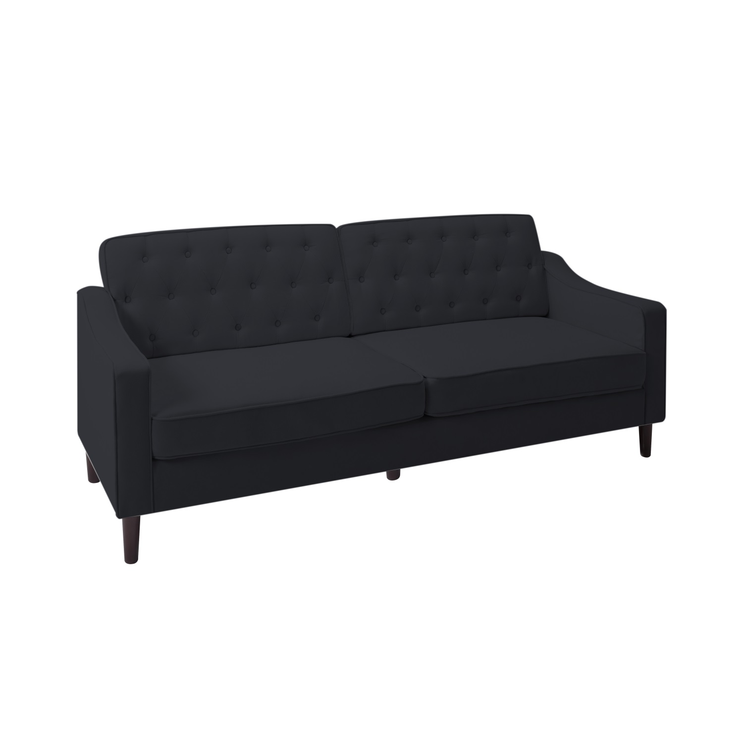 Kadyn 77.2" Fabric Sofa, Upholstered Lounge Couch with Square Arm, Modern Fabric Couch for Living Room, Black