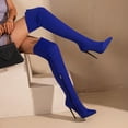 thumbnail image 7 of UngA Thigh High Boots Women's Slouchy Knee High Boots Side Zipper Stiletto High Heeled Pointed Toe Fashion Fall Boots Blue,7.5, 7 of 7