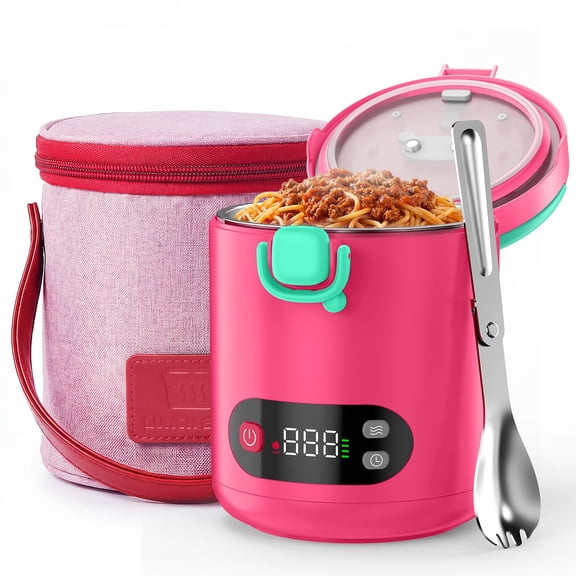 Teetheory Cordless Heated Food Jar, 13oz Portable Electric Lunch Warmer with 9000mAh Rechargeable Battery, 3 Temperature Settings, 1.5 Hour Heating, Insulated Bag and Folding Spork