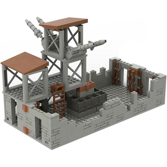 Military Scene Fort Building Blocks, 267PCS War Scene Fortress Bunker Model Kit, Military Architecture Fort Construction Set for Minifigures Soldiers