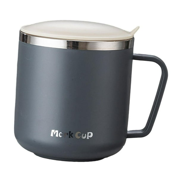 Taza de café de acero inoxidable ligera, sellada al vacío, con prevención de fugas y tapa. Gris