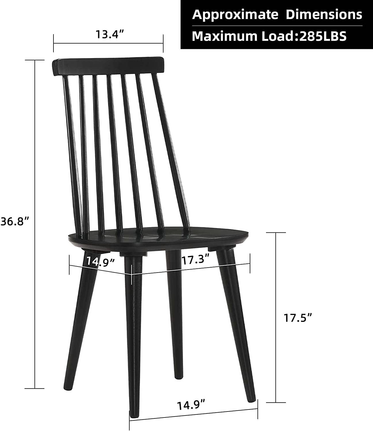 Duhome Dining Chairs Set of 2 Wood Dining Room Chair Black Spindle Chair for Kitchen, Windsor Chair Farmhouse Chairs Black