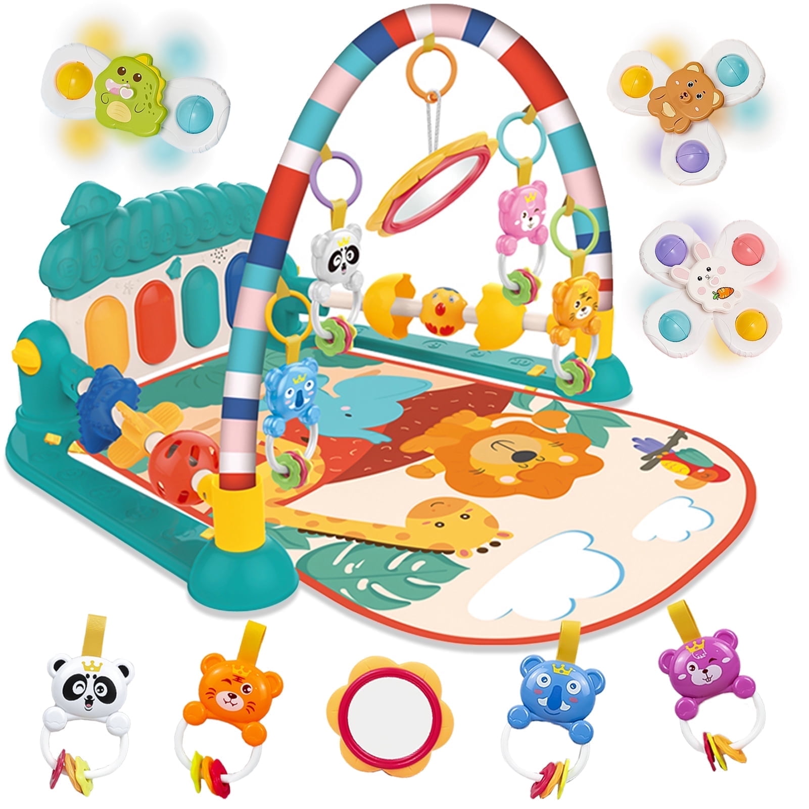 babyeap 3-in-1 Baby Gym, Turtle Play Mat with 30 Ocean Balls