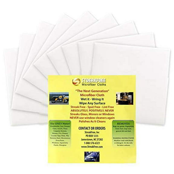 StreakFree "The Next Generation" Microfiber Cloths - 16" x 16" Cloths Leave Surfaces Streak-Free, Spot-Free, Lint-Free and Polished (Pack of 9)