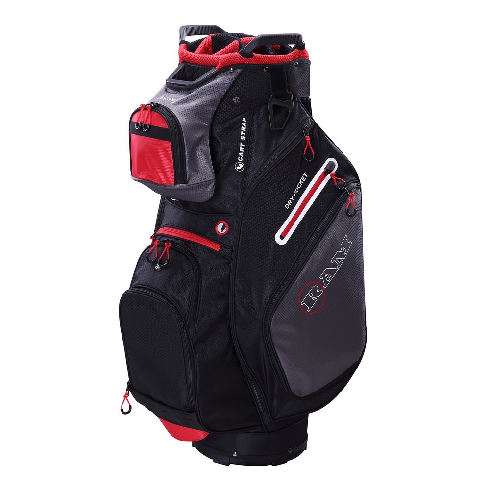 Ram Golf FX Deluxe Golf Cart Bag with 14 Way Dividers Black/Grey/Red