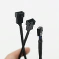 thumbnail image 3 of 10X 1 to 2 Way Braided Cable Y Splitter 3/4 Pin PWM Male Connector Fan Computer PC Fan Extension Adapter Cable, 3 of 4