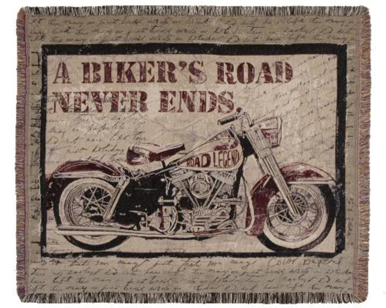 Motorcycle A œbiker S Road Woven Tapestry Afghan Throw Blanket 50 X 60 Walmart Com Walmart Com