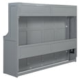 thumbnail image 6 of Queen Size Murphy Bed with Desk, Wood Folding Wall Bedframe with Smooth Hydraulic Lift, Space-Saving Murphy Bed Cabinet with Storage for Guest Room Home Office, Gray, 6 of 9