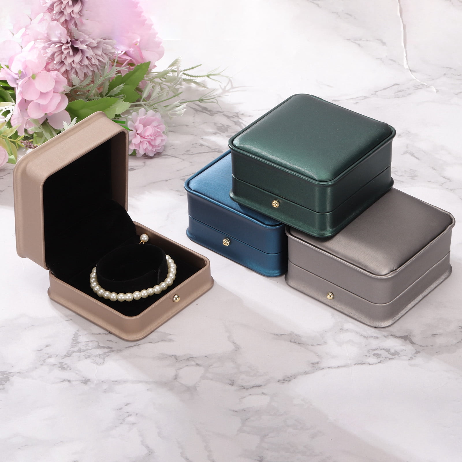 Unique Bargains Classic and Stylish PU Leather Jewelry Boxes Blue