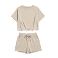 thumbnail image 6 of Guluxicc 2 Piece Women's Matching Sets Solid T Shirts with Drawstring Waist Shorts Casual Outfits Lounge Wear, 6 of 6
