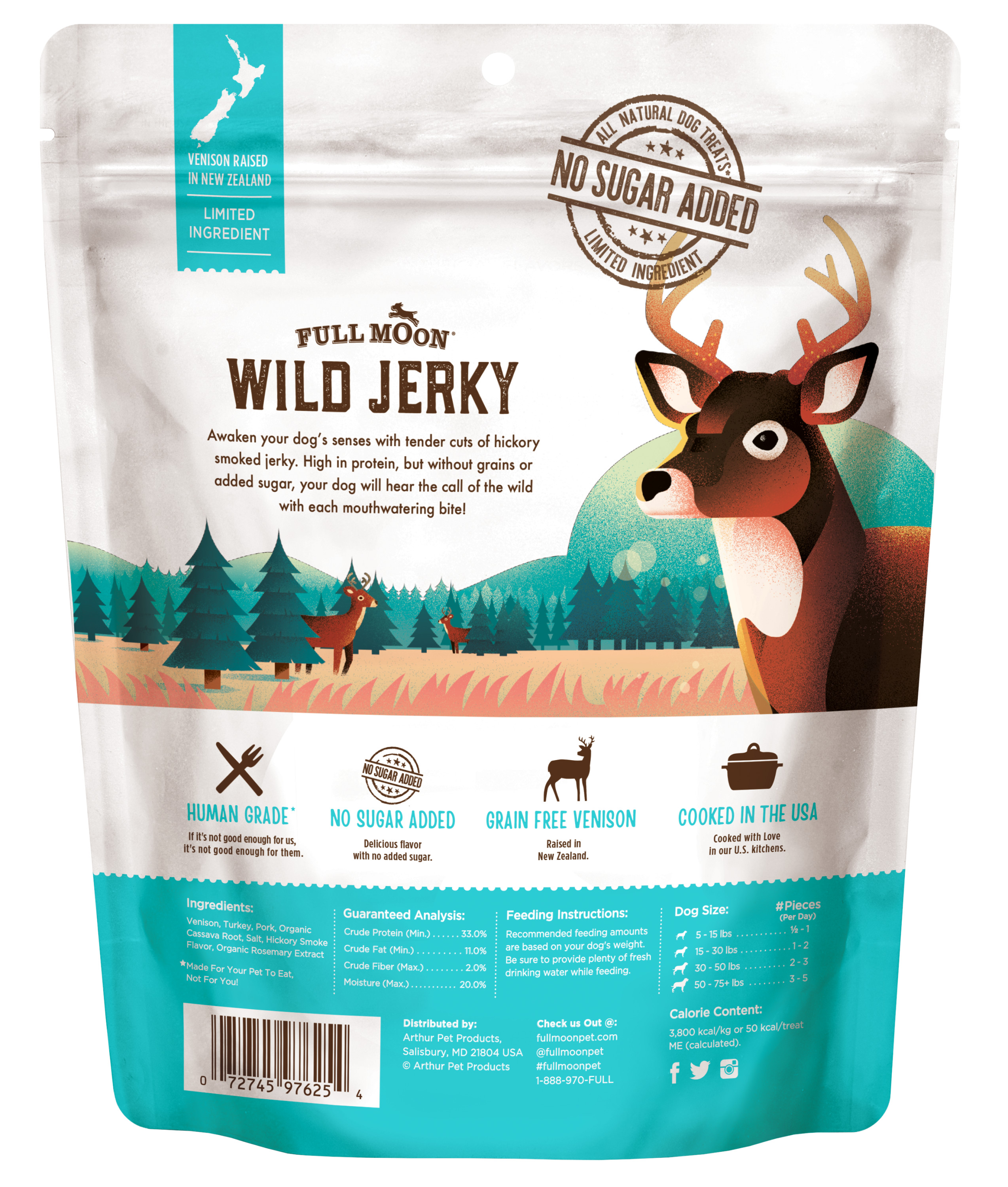 Full Moon All Natural Wild Jerky Dog Treats, Venison Recipe, 10 Ounce