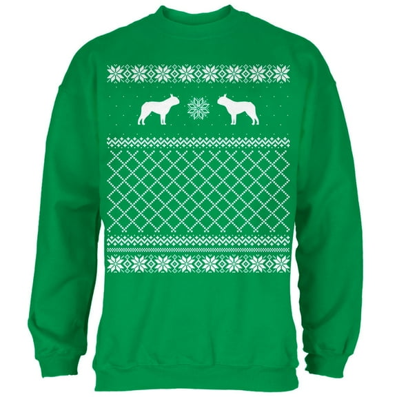 Boston Terrier Ugly Christmas Sweater Irish Green Adult Sweatshirt