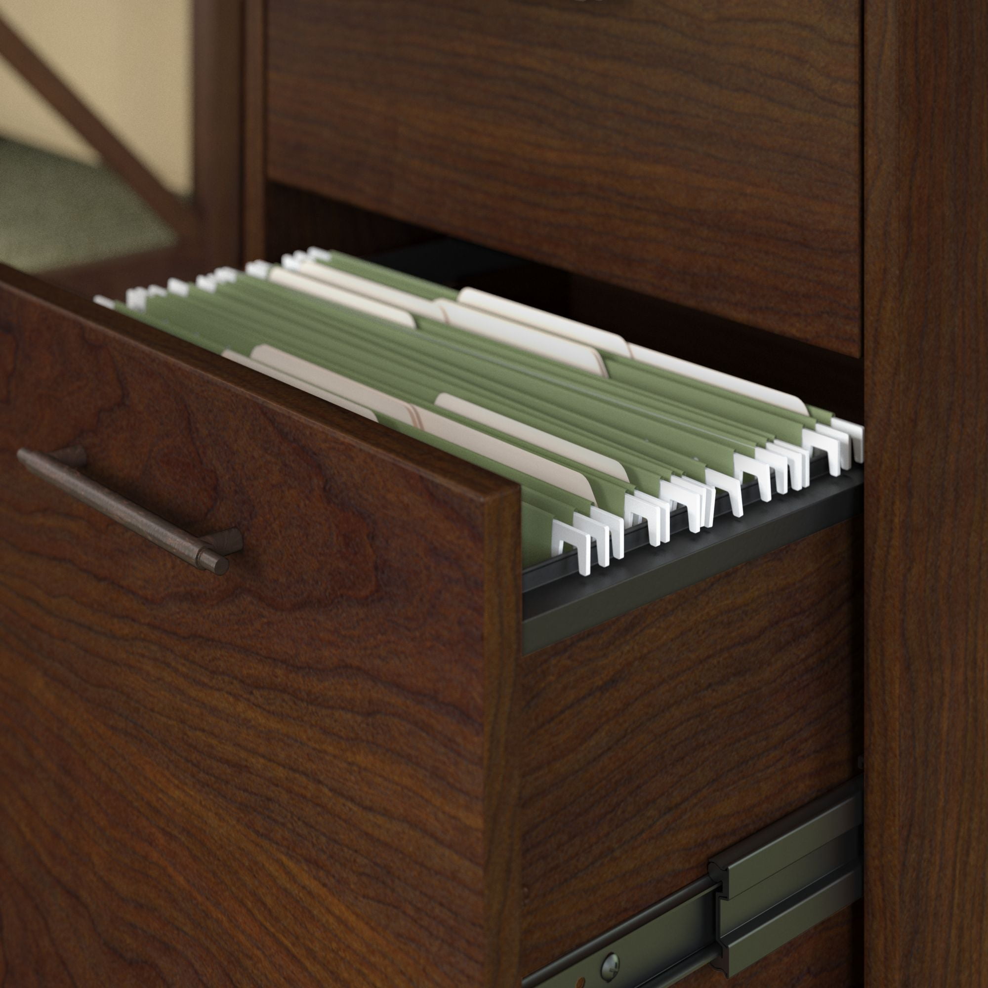 Bush Furniture Key West 2 Drawer Mobile File Cabinet in Bing Cherry