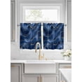 thumbnail image 2 of Half Window Curtain 36 Inches Long, Navy Blue Marble Window Treatment Curtain Drapes, Abstract Modern Golden Geometric Small Tier Curtains for Bathroom Over Sink, 27.5"x36", 2 Panels, 2 of 7