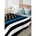 thumbnail image 4 of Full Size Flat Sheet Only, Blue White American Police Flag Soft Brushed Microfiber Bed Sheets, Honoring Law Enforcement Officers Hotel Quality Breathable Bedding Top Sheet, Easy Care, 81"x96", 4 of 9