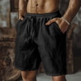 thumbnail image 2 of Men's Cotton Linen Blend Shorts, Relaxed-Fit Beach Shorts with Drawstring Waist & Natural Breathable Fabric ,Black XL, 2 of 4