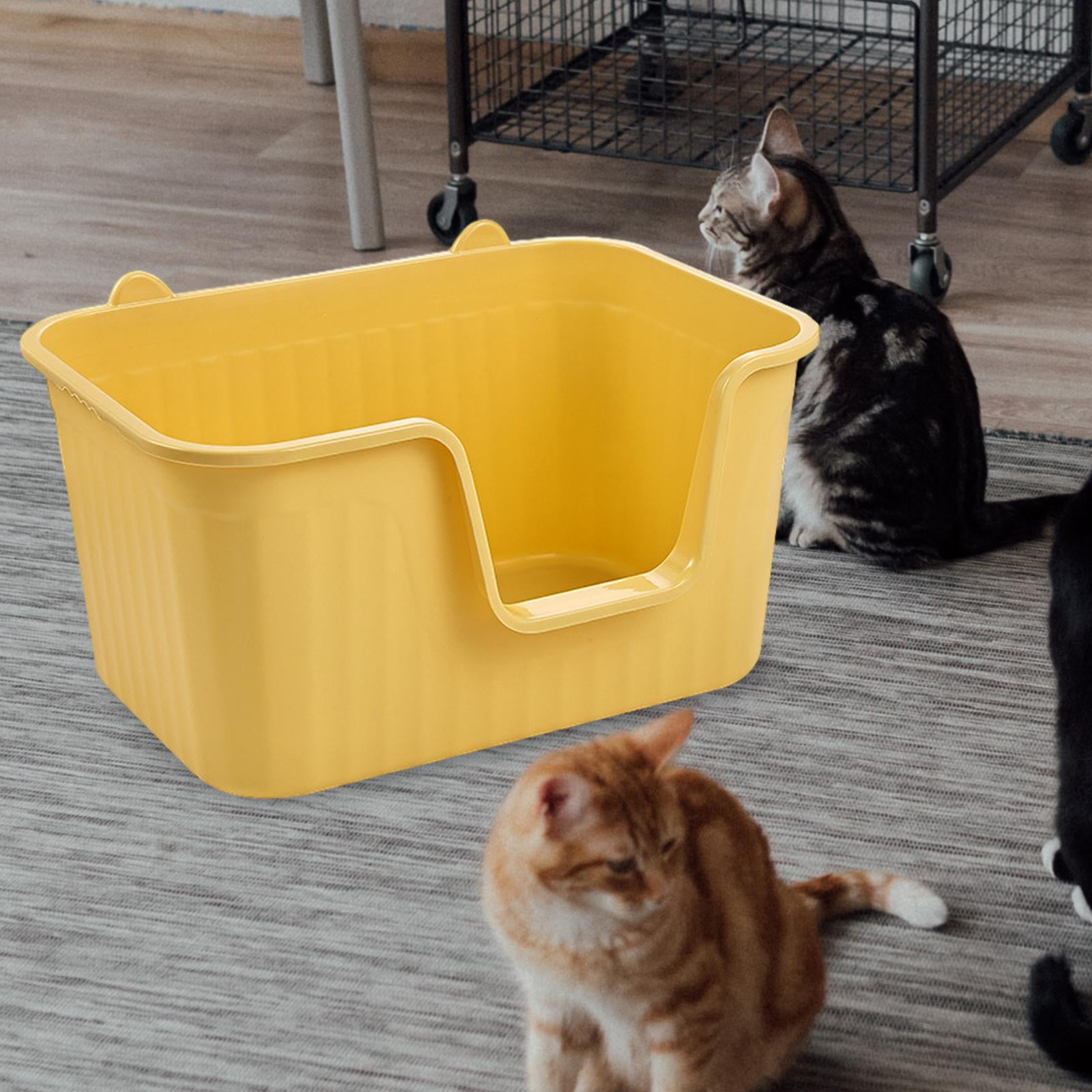 Fzaqwen Cat Litter Box Easy to Clean Anti Splashing for All Kinds of Cat Litter Open Top Yellow Large