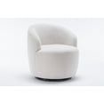 thumbnail image 6 of Swivel Accent Chair, Modern Teddy Fabric Upholstered Armchair Lounge Chair with Metal Base and Padded Cushion Comfy Single Sofa Chair with 360 Degree Swiveling Accent Chairs for Living Room, Ivory, 6 of 7