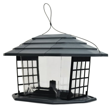 Pennington Earth Smart, Gray Recycled Resin EcoBistro Wild Bird Hopper Feeder 5 lb. Capacity, 2 Pack