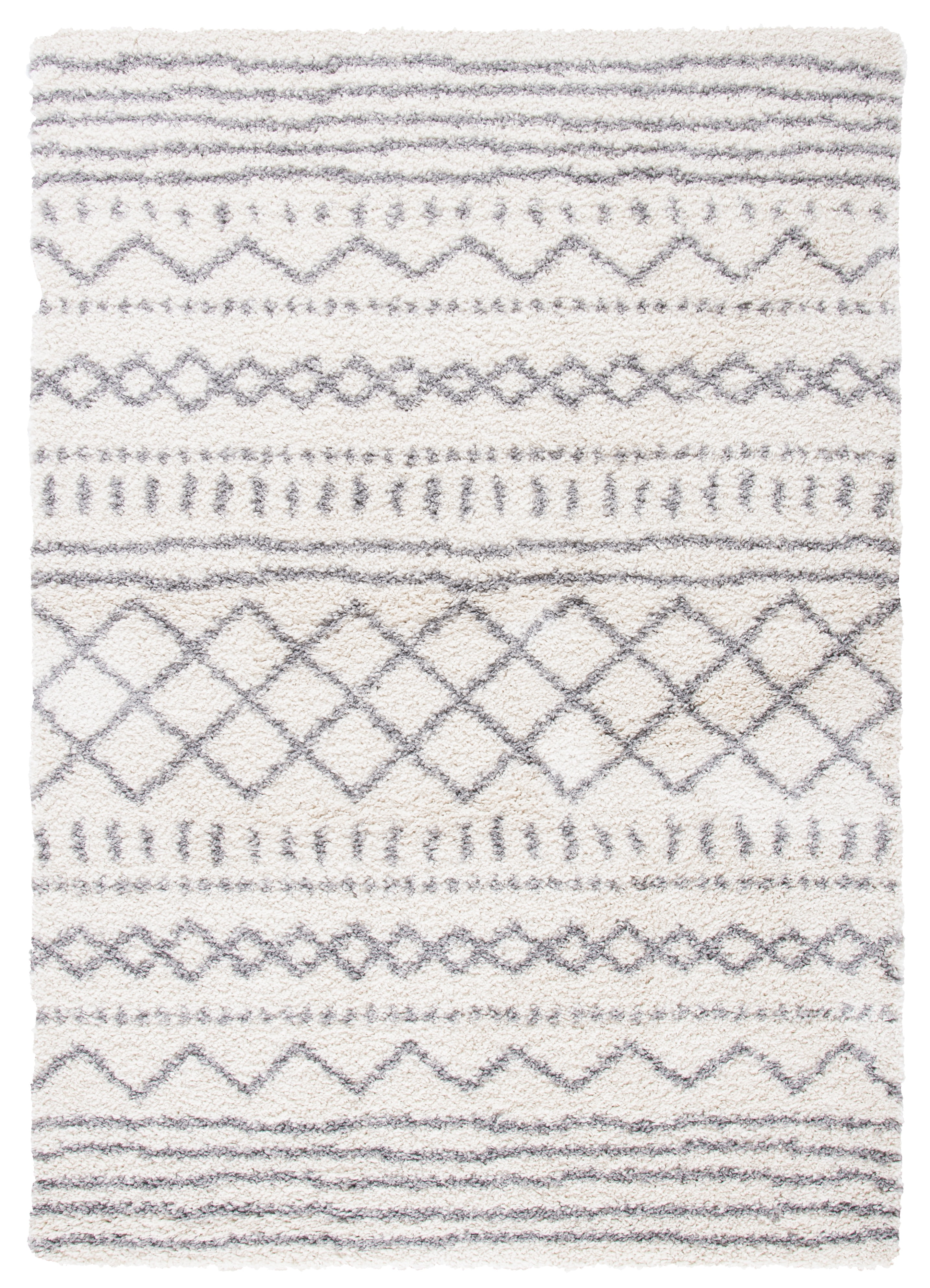 Safavieh Arizona Teagan Geometric Shag Area Rug, Ivory/Gray, 6' x 8'
