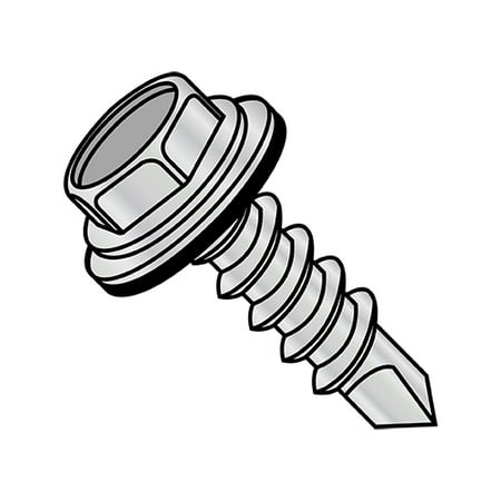 

12-14X3 Unslotted Hex Washer Bonded NEO EPDM Washer Self Drill Full Thread Zinc 1000hrs Salt (Pack Qty 750) BC-1248KWNHC