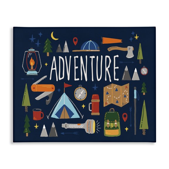 Stupell Industries Contemporary Adventure Sentiment Outdoor Camping Necessities Canvas Art, 20 x 16, by Zirkus Design