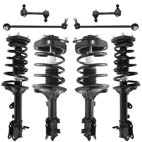 Detroit Axle - 8pc Front Rear Struts Sway Bars for Hyundai 2003-2008 Tiburon, 4 Struts with Coil Springs 4 Sway Bar End Links 2004 2005 2006 2007 Suspension Replacement