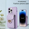 thumbnail image 3 of SaniMore for iPhone 14 Pro Max PU Leather Case, Multi-Functional Metal Snap Wallet Cover with Card Slot & Kickstand Shoulder Strap Full Body Protective Shell for iPhone 14 Pro Max, Purple, 3 of 10