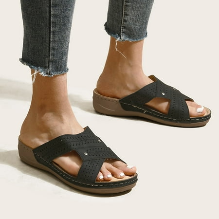 

HIBRO Summer Womens Casual Shoes Breathable Thick Soled Wedges Leisure Sandals