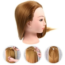 PAMINGONO Golden Wig Head Mannequin For Hair Styling Training Doll With Thick Hair For Braiding Practice For Students