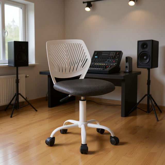 Homy Casa Tabouret à Hauteur Réglable avec Rotation à 360°, Conception Ergonomique et Roulettes Silencieuses pour Studio d'Enregistrement, Bureau de Mixage et Salle de Contrôle Audio