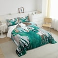 thumbnail image 4 of Teal Antler Comforter&nbsp;Set Twin Elk Deer Silhouette Rustic Bedding Set,Woodland Animals Moose Quilt Lodge Cabin Wooden Plank Duvet Insert,Country Rural Hunting Themed Reindeer Farmhouse Decor, 4 of 5