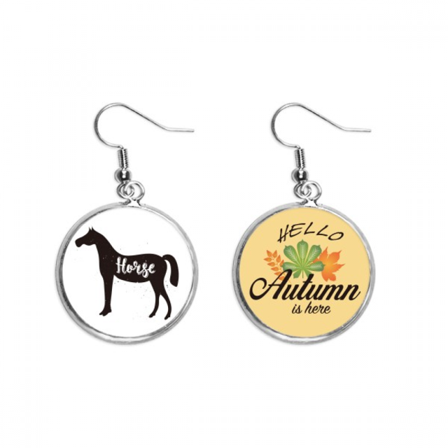 Caballo blanco y negro animal Pendiente del lóbulo de la joyería del pendiente de la hoja del otoño Unbranded M