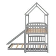thumbnail image 4 of Churanty Twin Over Twin Bunk Bed with Slide, House Bunk Bed with Slide, Playhouse Bed for Kids Girls Boys,Gray, 4 of 12