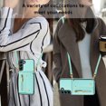 thumbnail image 6 of Wallet Case for Samsung Galaxy S23, Classic Lychee Texture PU Leather Purse Case with Accordion Card Slots, Protective Crossbody Flip Cover with Zipper Shoulder Strap Lanyard, Cyan, 6 of 8