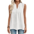 thumbnail image 4 of FDGIU Women's Ruffle V Neck Eyelet Sleeveless Tank Top, Loose Babydoll Curved Hem Summer Casual Camisole Blouse, 4 of 8