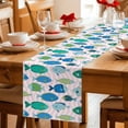 thumbnail image 5 of Pink Fishes Table Runner 90 Inches, Cartoon Coastal Ocean Fish Striped Bed Runner Dresser Scarves Tabletop for Indoor Outdoor Parties/Ceremony/Banquet, 13" x 90", 5 of 9
