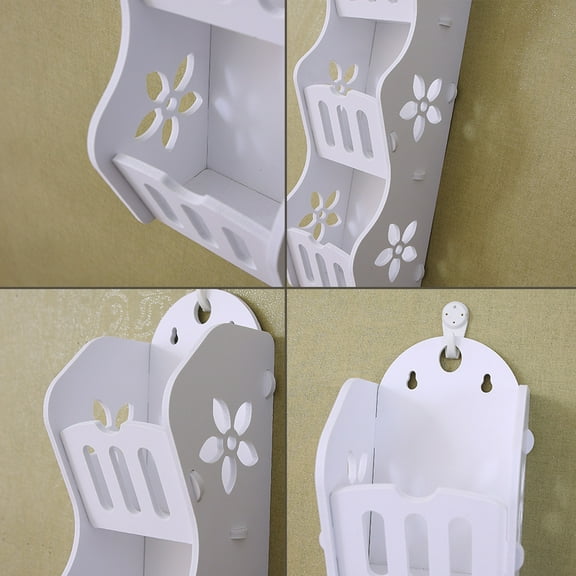 Floating Shelves for Wall,Multi Layer Punch Free Wall Mounted White Storage Rack Suitable For Bathroom Wall Bedroom Wall Hanging Rack