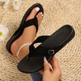 thumbnail image 4 of YOUYEDIAN Sandals Women Summer Slip on Beach Slippers Comfortable Vacation Non Slip Orthopedic Flat Shoes (Black), 4 of 4